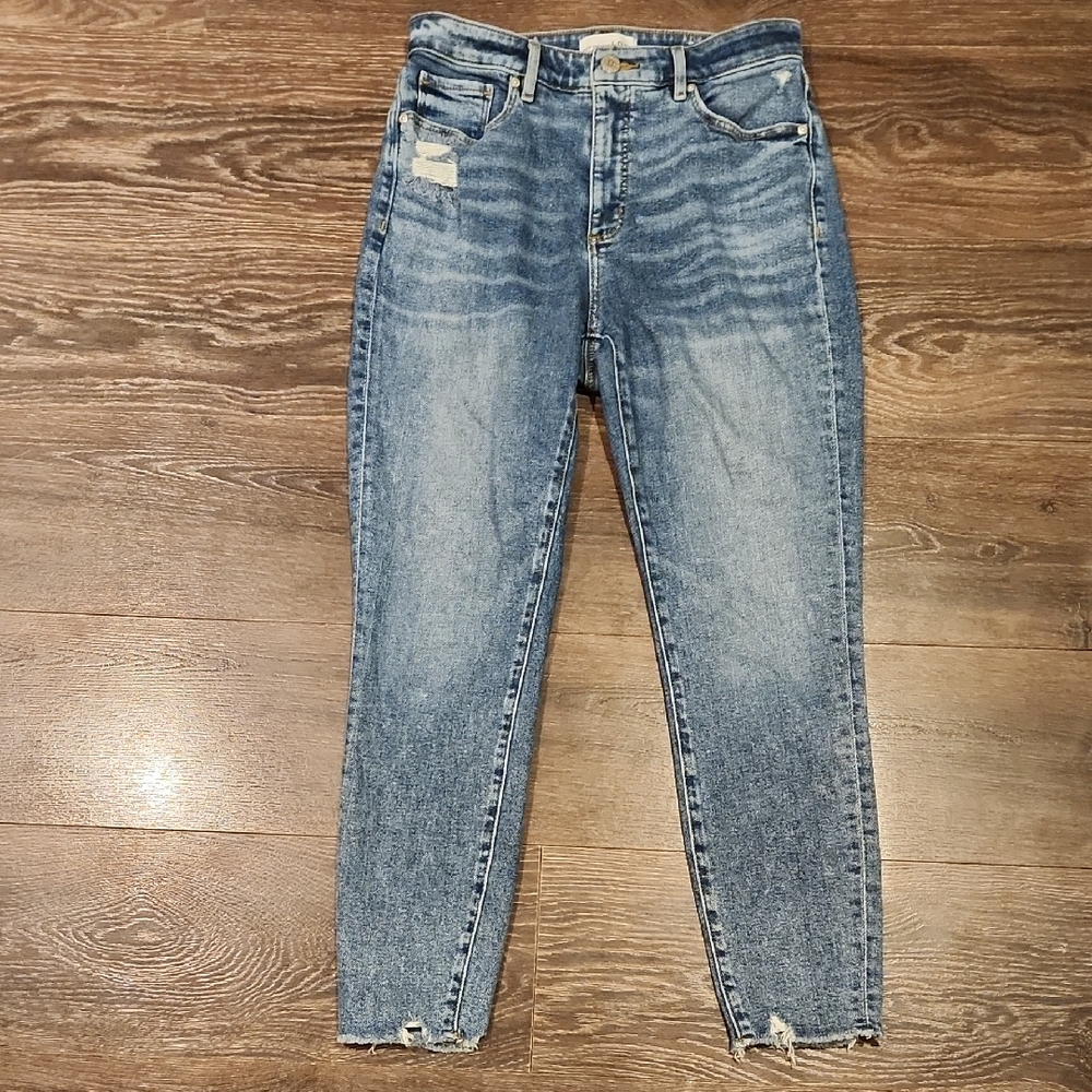 LOFT High Rise Distressed Blue Jeans - Picture 2 of 7